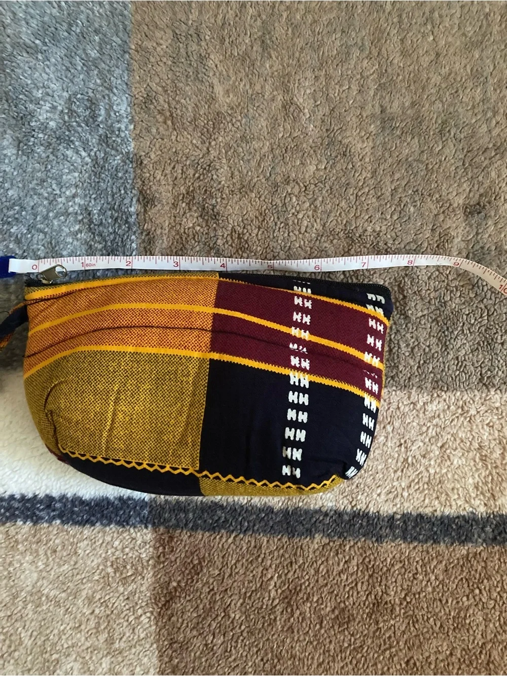Bohemian Style Zip Pouch - Yellow, Maroon & Black